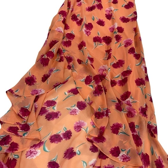 Lulu’s Bloom Forever Coral Orange Floral Print Ruffled High-Low Dress - Picture 6 of 14